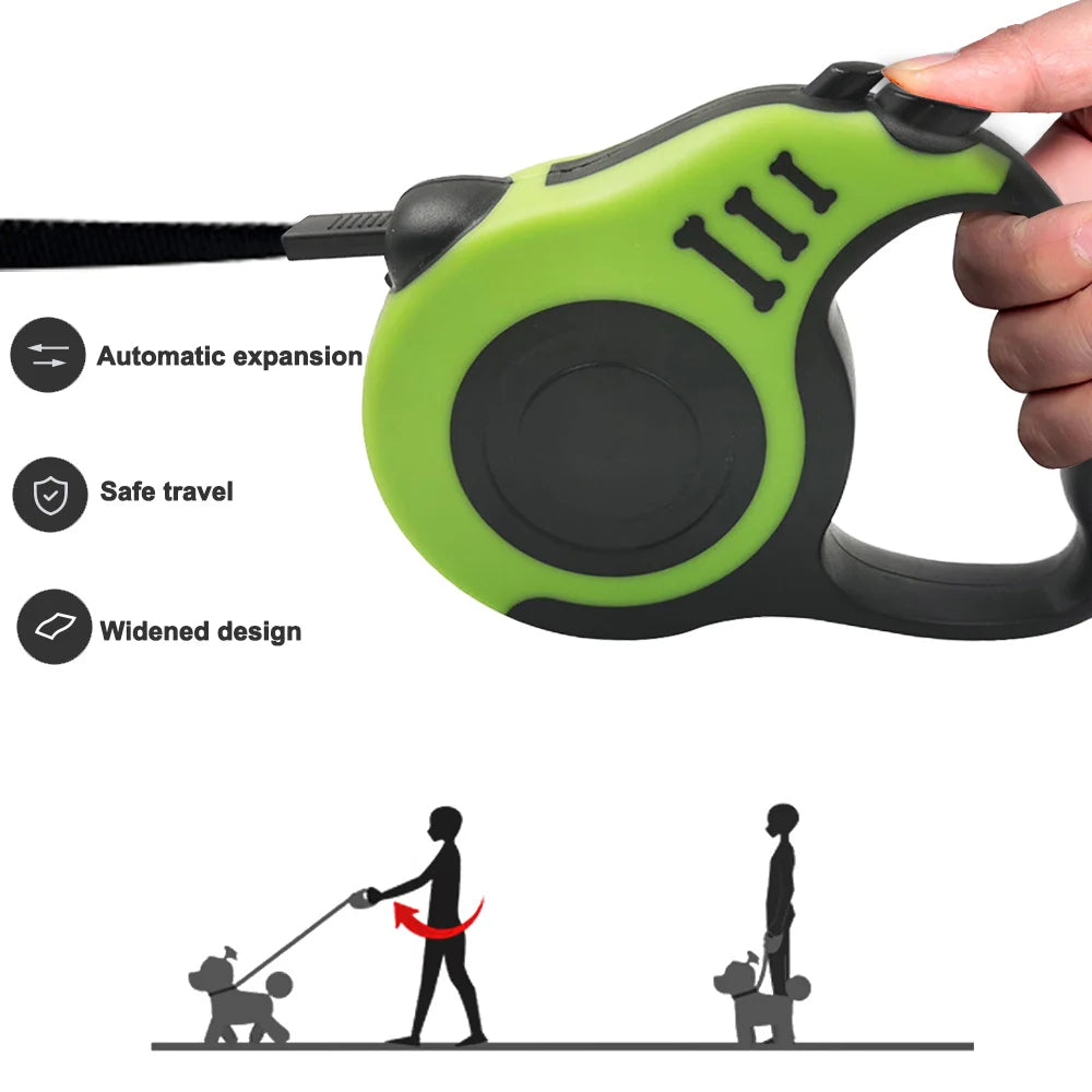 "FlexPaws: Automatic Retractable Dog Leash for Small to Medium Pets - 3M/5M Traction Rope Belt"