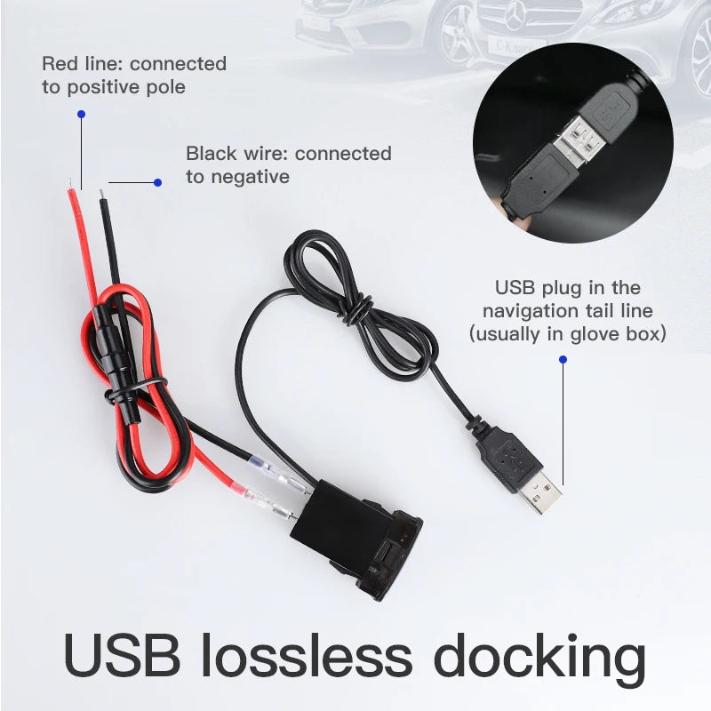 Audio Output Dual Port Car USB Input Charger With Voltmeter Led QC 3.0 Fast 12V Automotive Usb Socket For Toyota Corolla Cruise