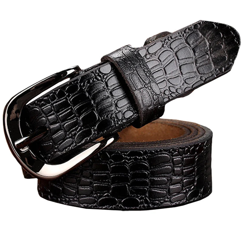 Fashion Genuine leather Belts for women Crocodile design Pin buckle belt woman Quality cow skin waist strap female width 2.8 cm