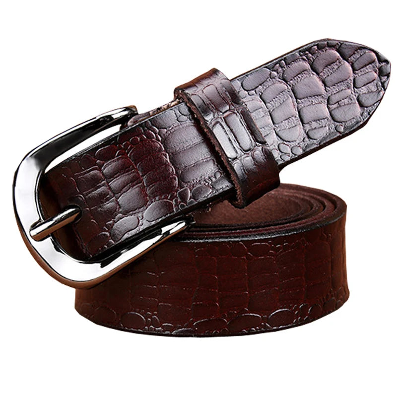 Fashion Genuine leather Belts for women Crocodile design Pin buckle belt woman Quality cow skin waist strap female width 2.8 cm