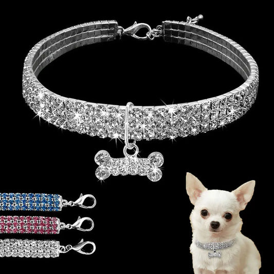 Rhinestone /	Crystal  Dog Collar For Small/  Medium Dogs.