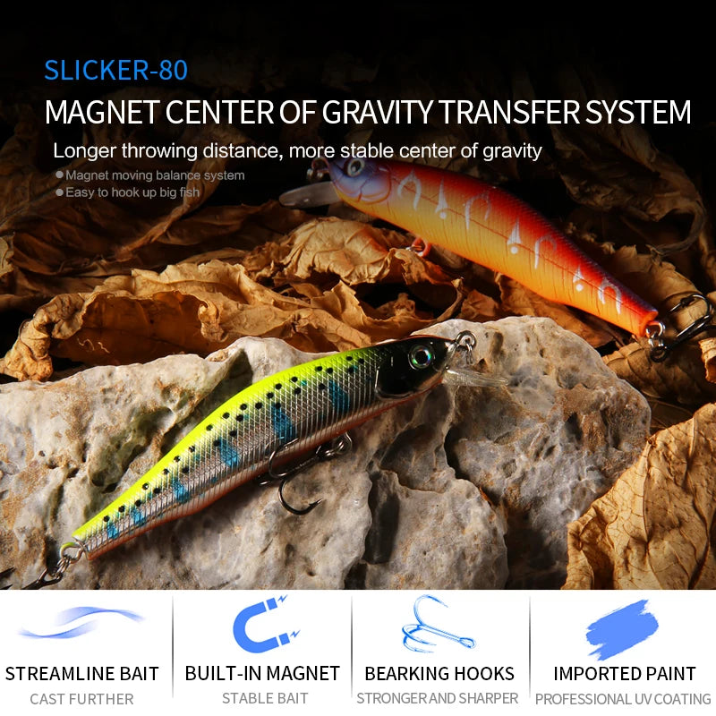 80mm 8.5g professional quality magnet weight fishing lures minnow crank hot model Artificial Bait Tackle