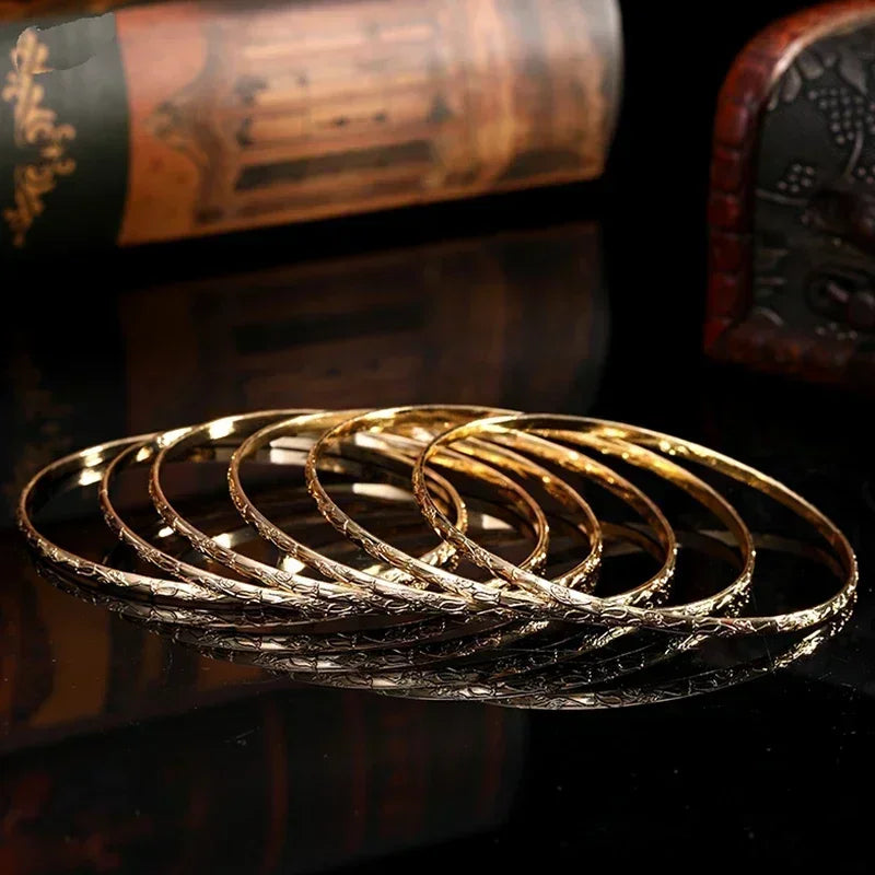 Slim Metal Bangles Gold Plated   Carved Flower Layered Cuff Luxury Jewelry, Great  Mother Day Gift!