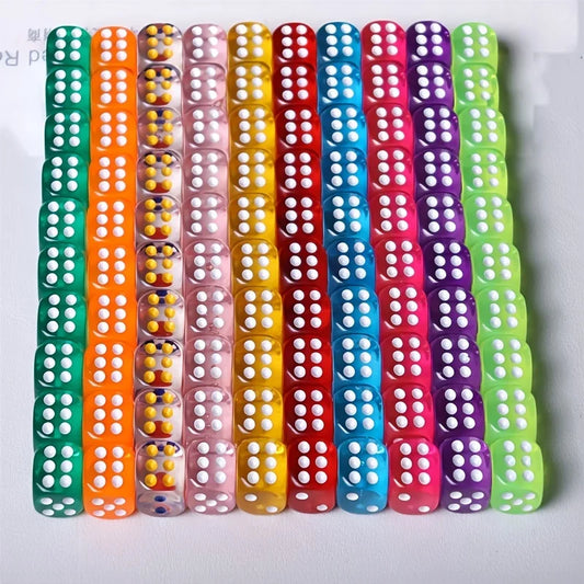 "100-Piece Rainbow Dice Set: Vibrant 6-Sided Game Dice for Kids and Adults"