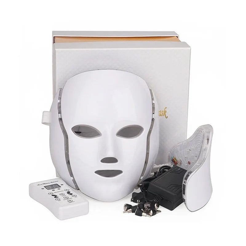 "7-Color LED Facial & Neck Therapy Mask - Skin Rejuvenation, Anti-Acne, and Beauty Spa Treatment for Face and Neck"