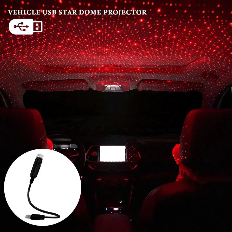 "1PC LED Car Roof Star Night Light Projector - USB Adjustable Car Interior Decorative Light for DJ, Christmas, & Atmosphere Lighting