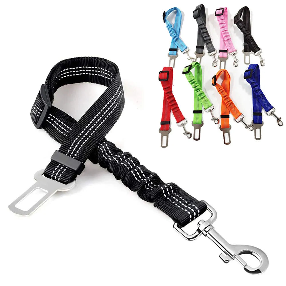 Pet Car Seat Belt Retractable Elastic Reflective Safety Traction  harness/ leash