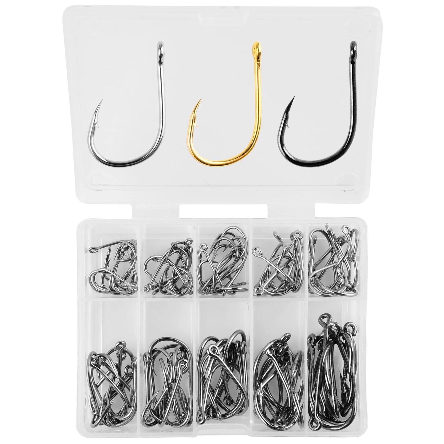 100Pcs Carbon Steel Fishing Hooks Set: Your Ultimate Tackle Companion"