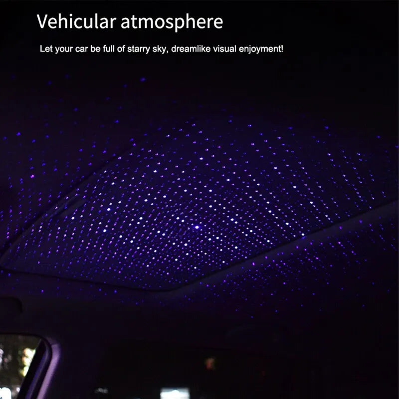 "1PC LED Car Roof Star Night Light Projector - USB Adjustable Car Interior Decorative Light for DJ, Christmas, & Atmosphere Lighting