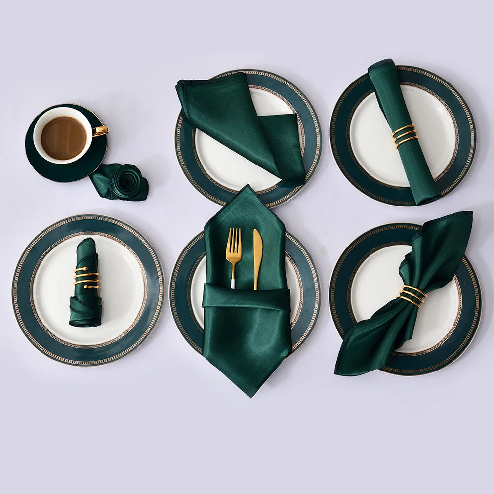 "Satin Elegance: 50-Piece Washable Square Dinner Napkins for Every Occasion"