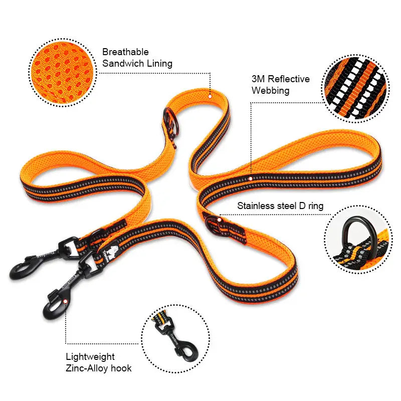 "Truelove Reflective 7-In-1 Multi-Function Dog Lead: Ultimate Versatility for Hands-Free Walks and Training"