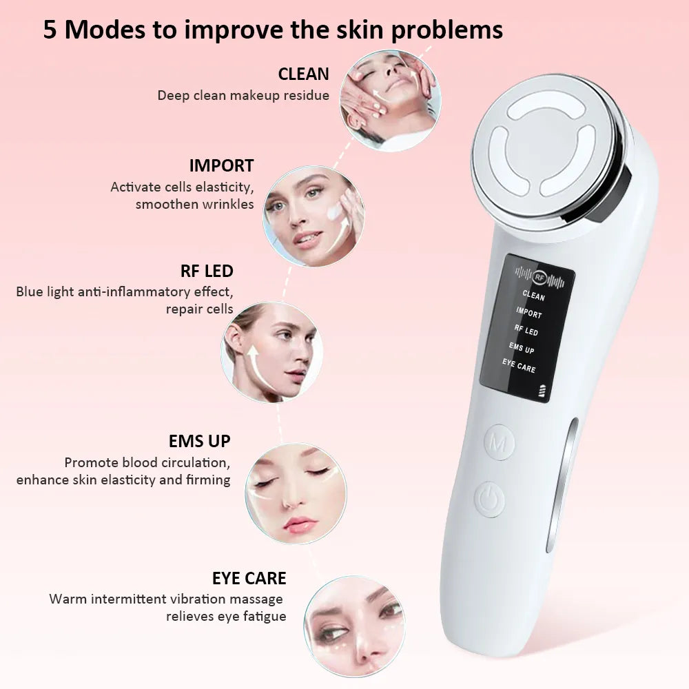 "Radiant Revitalize: Advanced Facial Rejuvenation Device with RF, EMS, and Microcurrent Technologies for Tightening, Lifting, and Wrinkle Reduction"