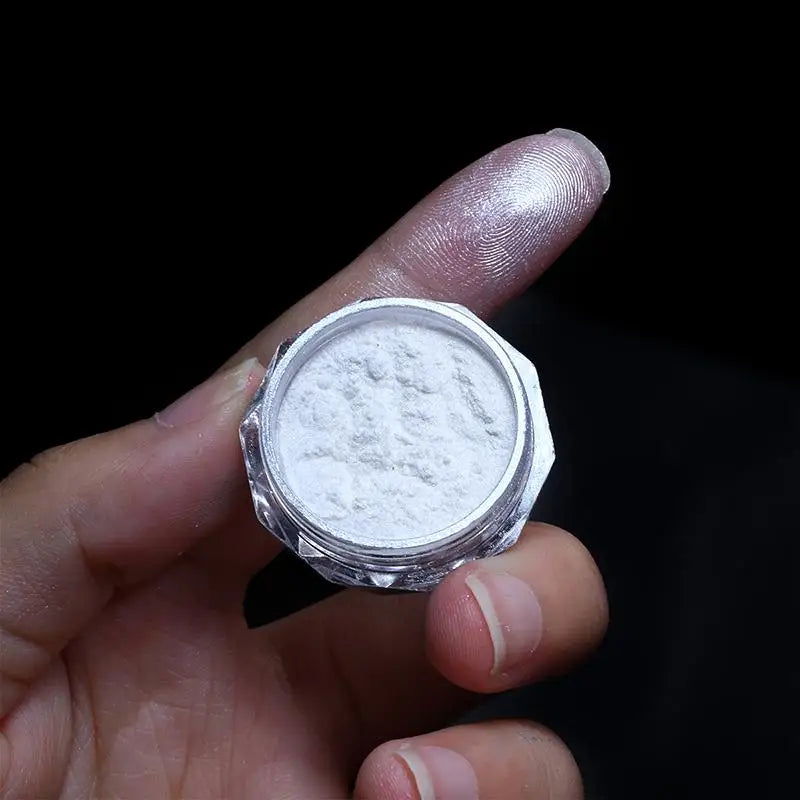 "Aurora Pearl White Glitter Dust: Mesmerizing Moonlight Effects for Enchanting Nail Art"