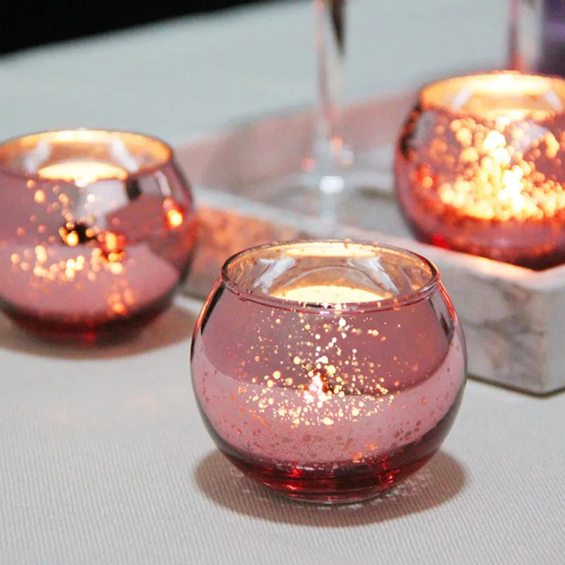 6/12 Pcs Mercury Glass Candle Holders Votive Tealight Candlestick  Centerpieces For  Parties Home Decoration &  Gifts.