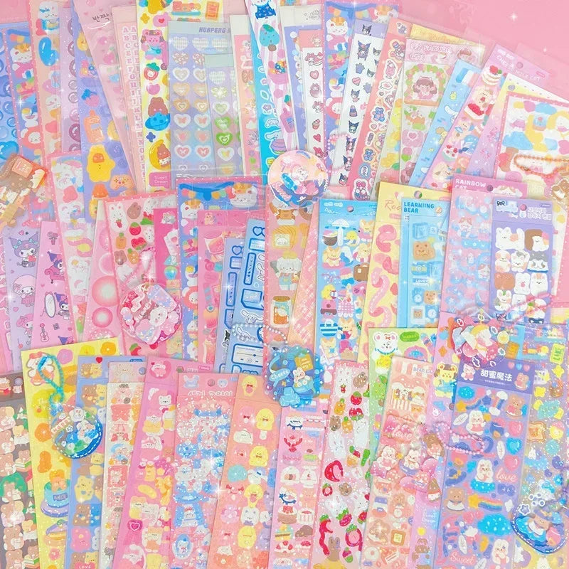 "200PCS Assorted No-Repeated Sticker Pack: Kpop, Aesthetic, and Cute Designs for DIY and Decor"