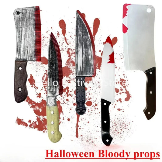 "Faux Bloody Knife Halloween Prop - Horror Plastic Toy for Spooky Party & Cosplay - Perfect Kitchen Knife Simulation Decoration"