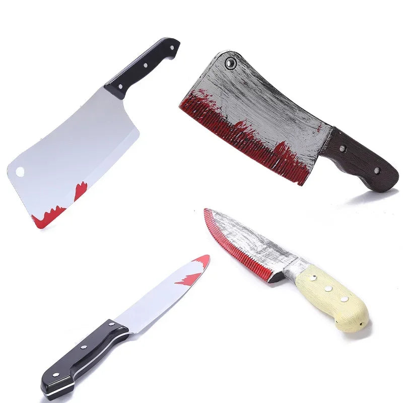 "Faux Bloody Knife Halloween Prop - Horror Plastic Toy for Spooky Party & Cosplay - Perfect Kitchen Knife Simulation Decoration"