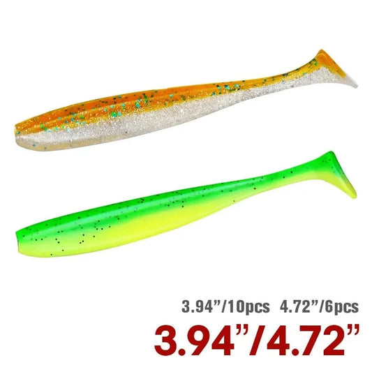 Easy Shiner T Tail Worm Soft Lures: Enhanced Bass Fishing Wobblers with Added Odor - Available in 100mm and 120mm Sizes"
