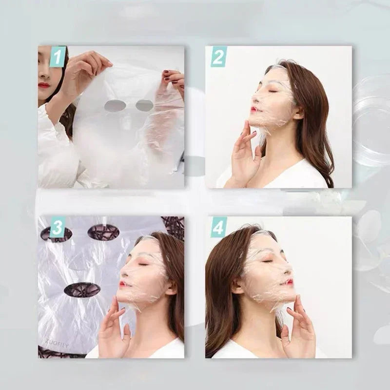 100pcs Masks Wrap Face Plastic Transparent Facial Beauty Makeup Tools.