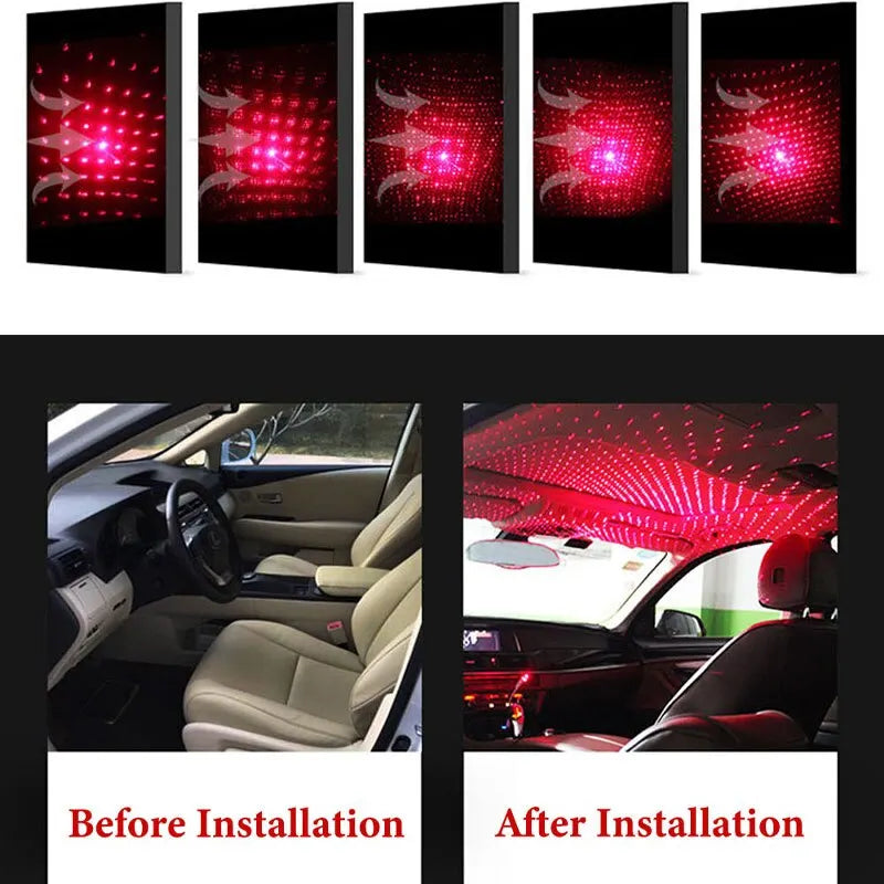 "1PC LED Car Roof Star Night Light Projector - USB Adjustable Car Interior Decorative Light for DJ, Christmas, & Atmosphere Lighting