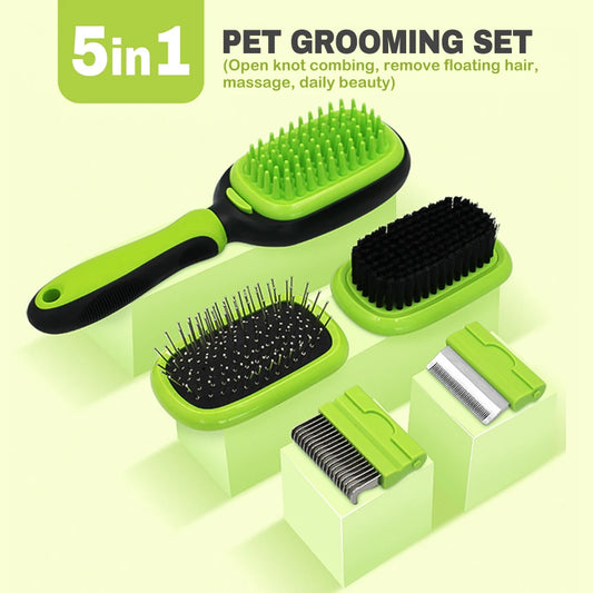 Pet Comb Brush Set 5 In 1 Grooming Tools Hair Removal Comb/ Brush For Long Hair Dogs /Cats.