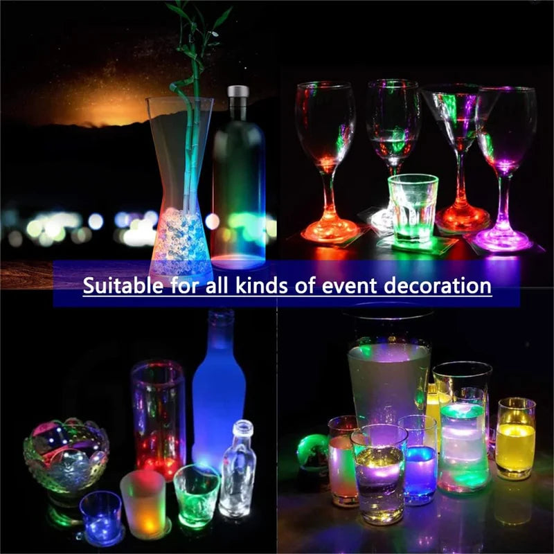 "Glowing Elegance: 3 Modes LED Coaster Lights for Stylish Beverage Presentation and Party Decor"