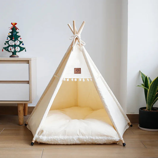 Cat / Dog House Bed with Thick Cushion  Teepee ,