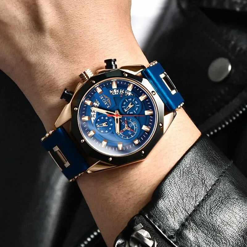 "Redefine Time: LIGE Fashion Men's Chronograph Silicone Sport Watch"