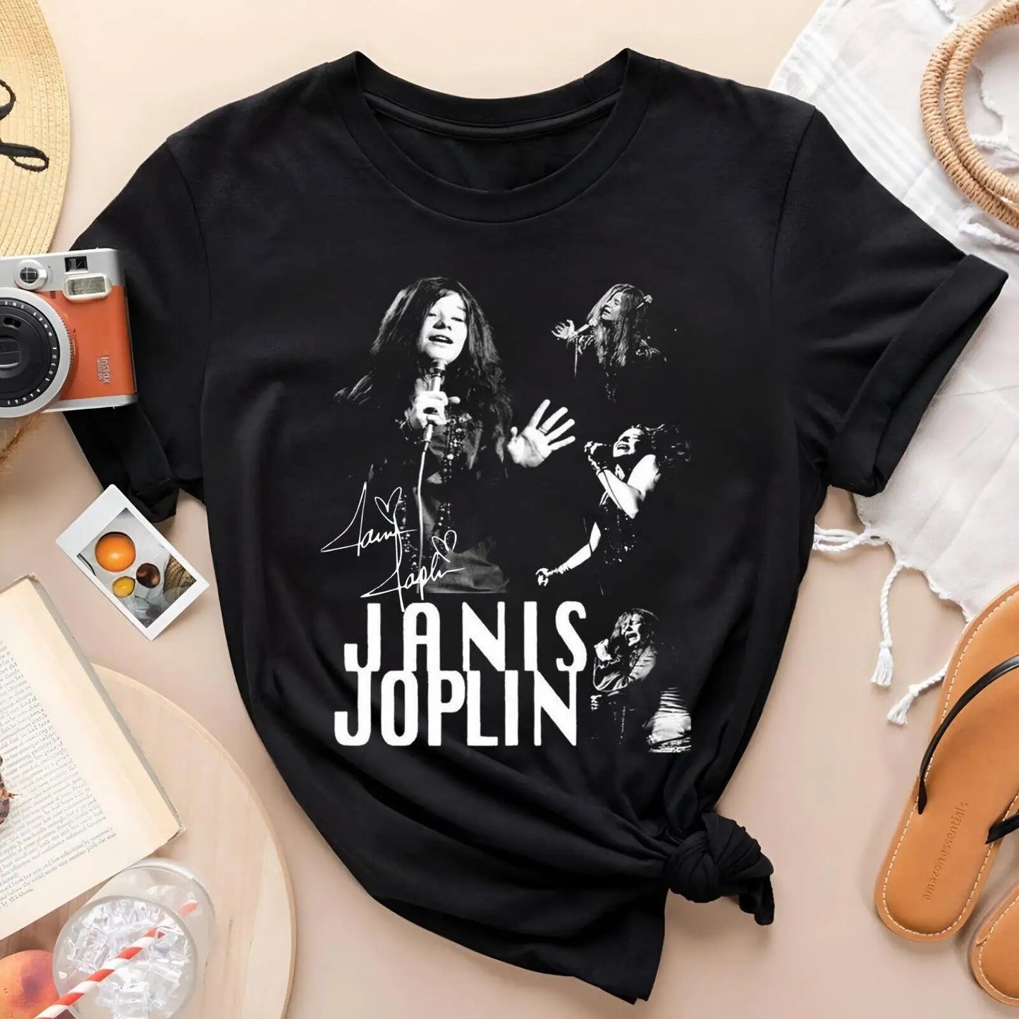 "Rare Vintage Janis Joplin Black T-Shirt – Limited Edition Music Legend Apparel"