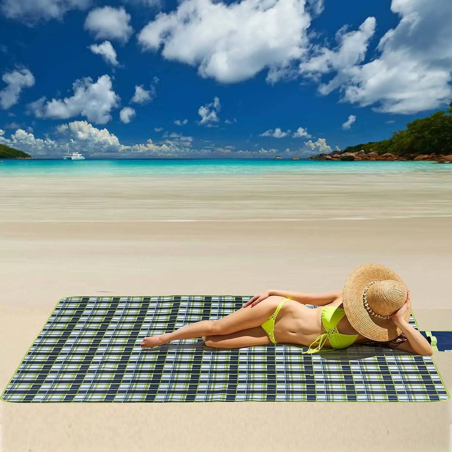 Waterproof Outdoor Picnic Mat Camping Beach Mat Plaid Portable Hiking Travel Sleeping Blanket Folding Grassland Pad Carpet
