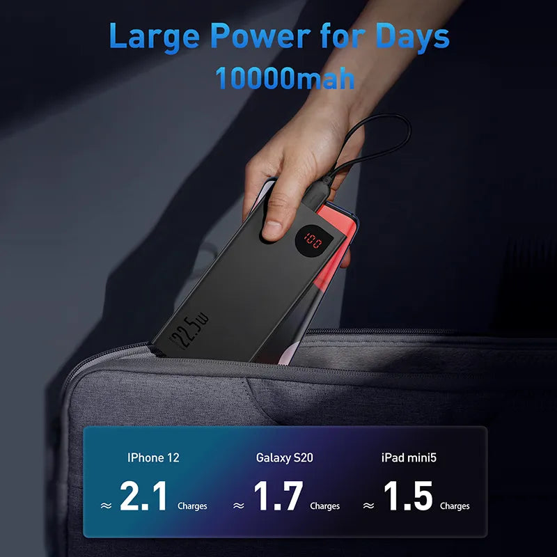 Power Bank 10000mAh with 22.5W PD Fast Charging Powerbank Portable Battery Charger For iPhone 15 14 13 12 Pro Max Xiaomi