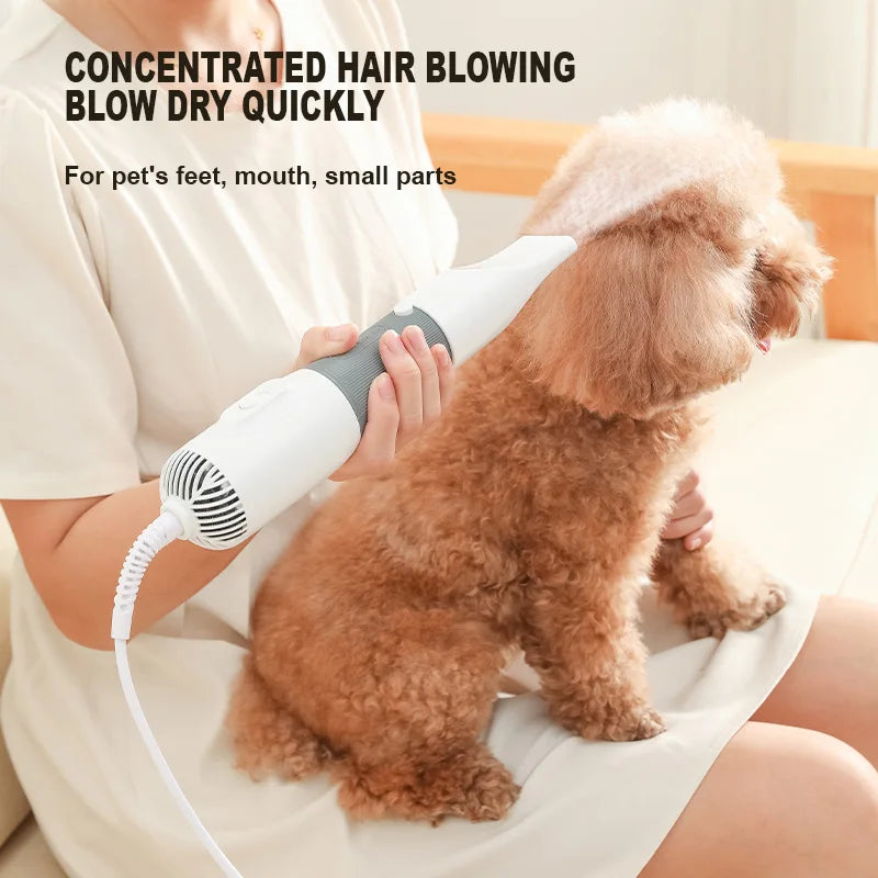 "SilentPaws: 3-In-1 Quiet Pet Dryer with Comb and Brush - Grooming Made Easy for Dogs, Cats, and More!"