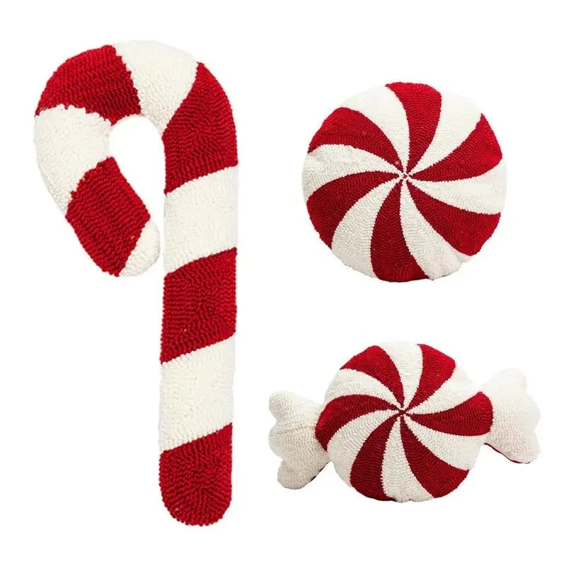 "Festive Delight: 2024 Christmas Candy Cane Throw Pillow"