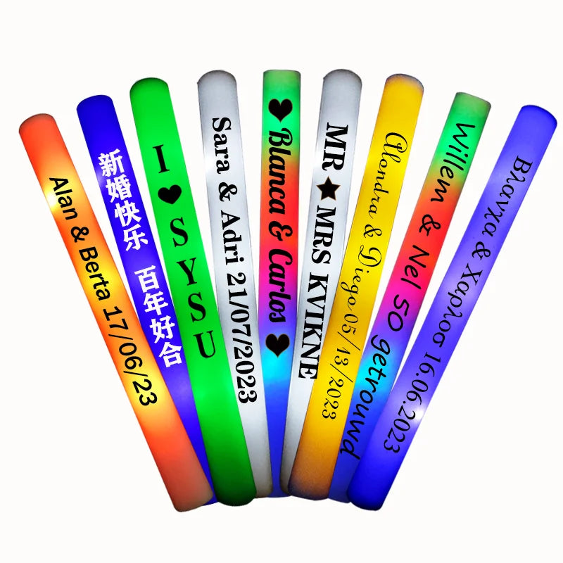 "Glowing Festivities: 100-Piece LED Foam Glow Stick Party Pack with 3 Flashing Modes"