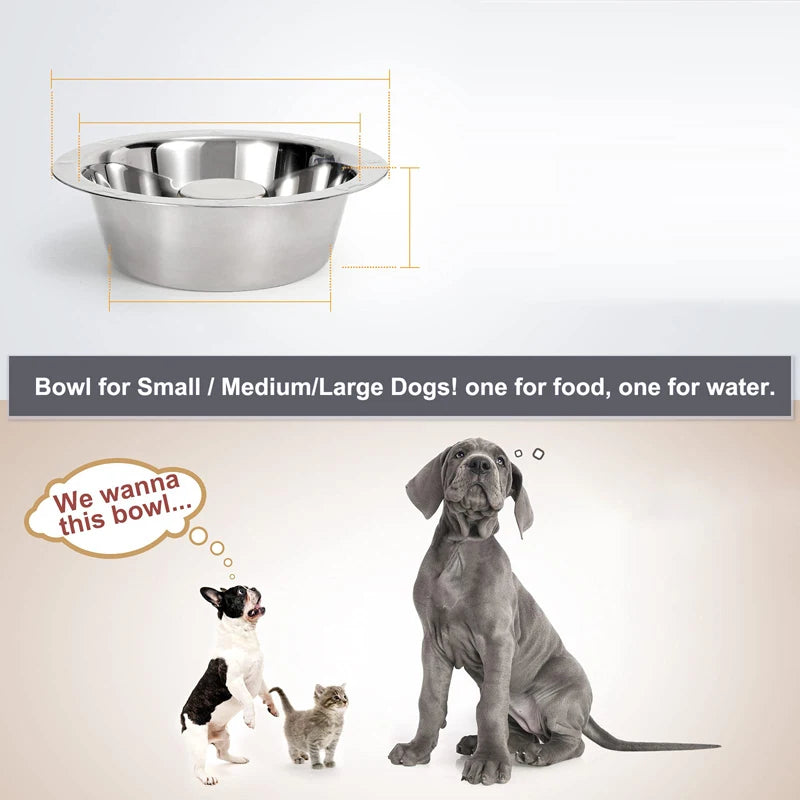 "Healthy Eating & Puzzle Fun: Slow Feeder Stainless Steel Dog Bowls for Dogs of All Sizes"