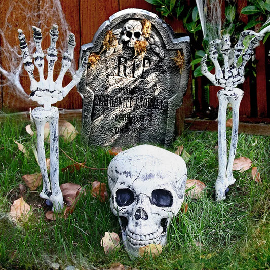 Skeleton Head Arm Scare Halloween Props Haunted House Garden Party Halloween Decoration