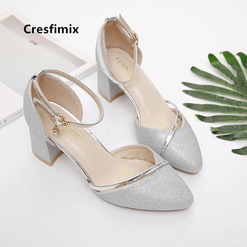"Dazzling Elegance: Cresf imix Silver Pointed Toe Wedding Heels for the Discerning Bride"