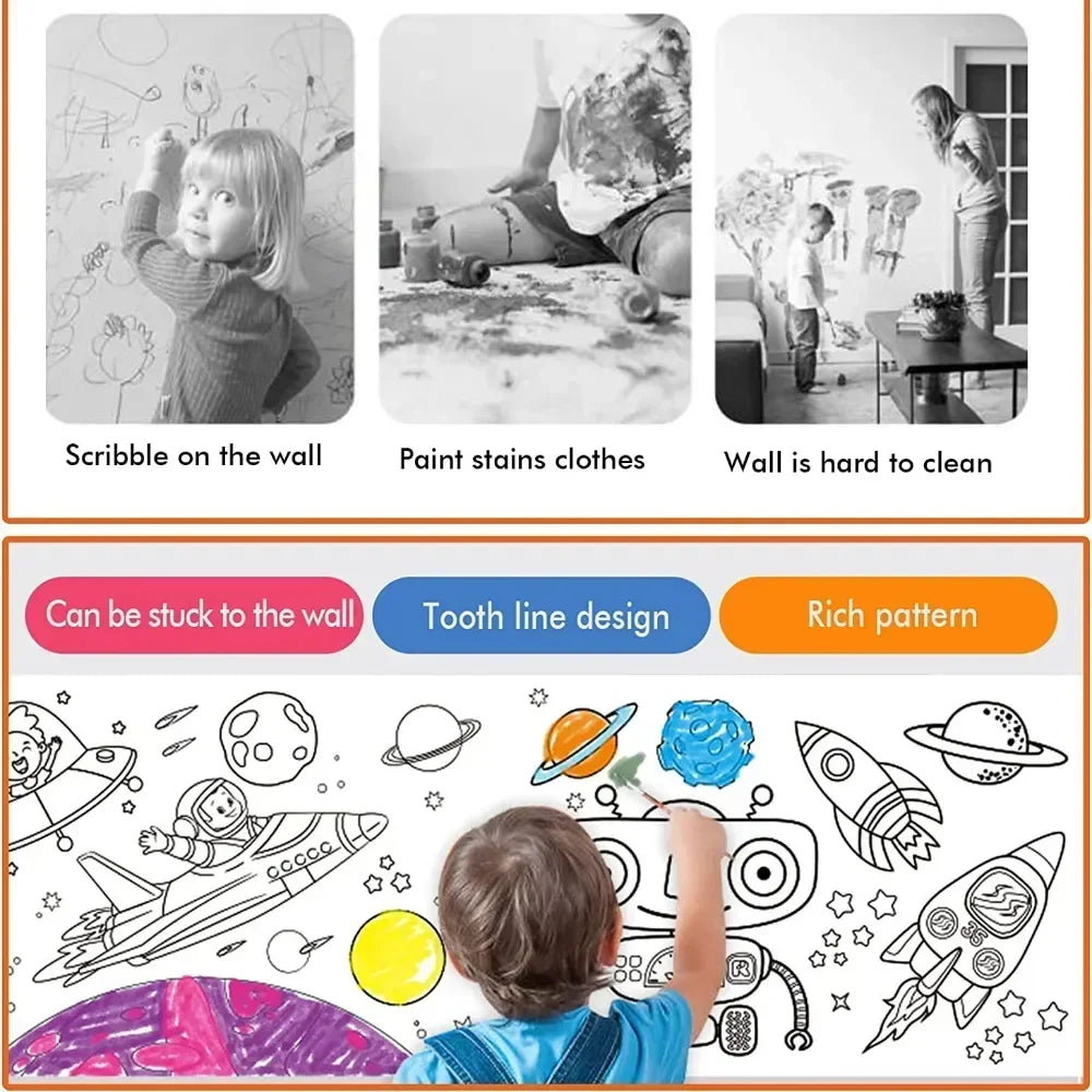 "Creative Canvas: Sticky Color Filling Paper Roll for Kids' DIY Drawing and Painting"