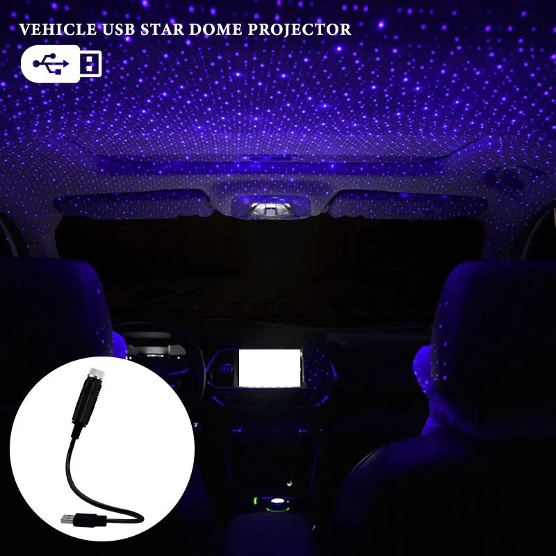 "1PC LED Car Roof Star Night Light Projector - USB Adjustable Car Interior Decorative Light for DJ, Christmas, & Atmosphere Lighting