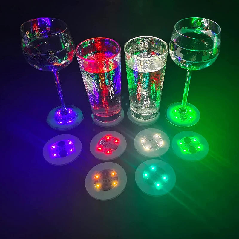 "Glowing Elegance: 3 Modes LED Coaster Lights for Stylish Beverage Presentation and Party Decor"