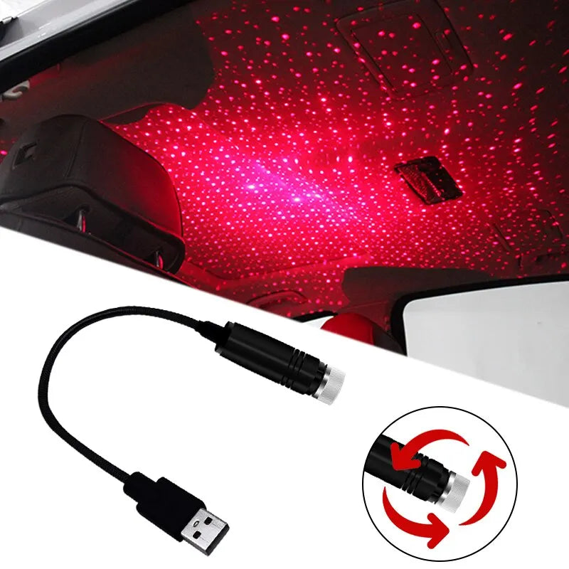 "1PC LED Car Roof Star Night Light Projector - USB Adjustable Car Interior Decorative Light for DJ, Christmas, & Atmosphere Lighting