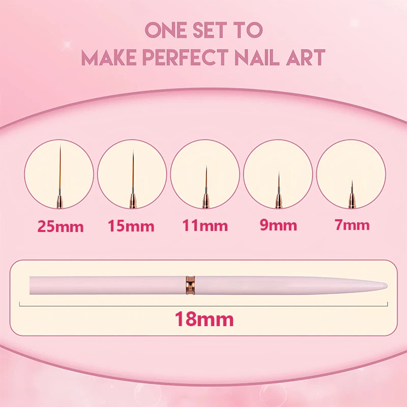 Title: "Precision at Your Fingertips: 5-Piece Nail Art Liner Brushes Set for Professional-Quality Manicures"